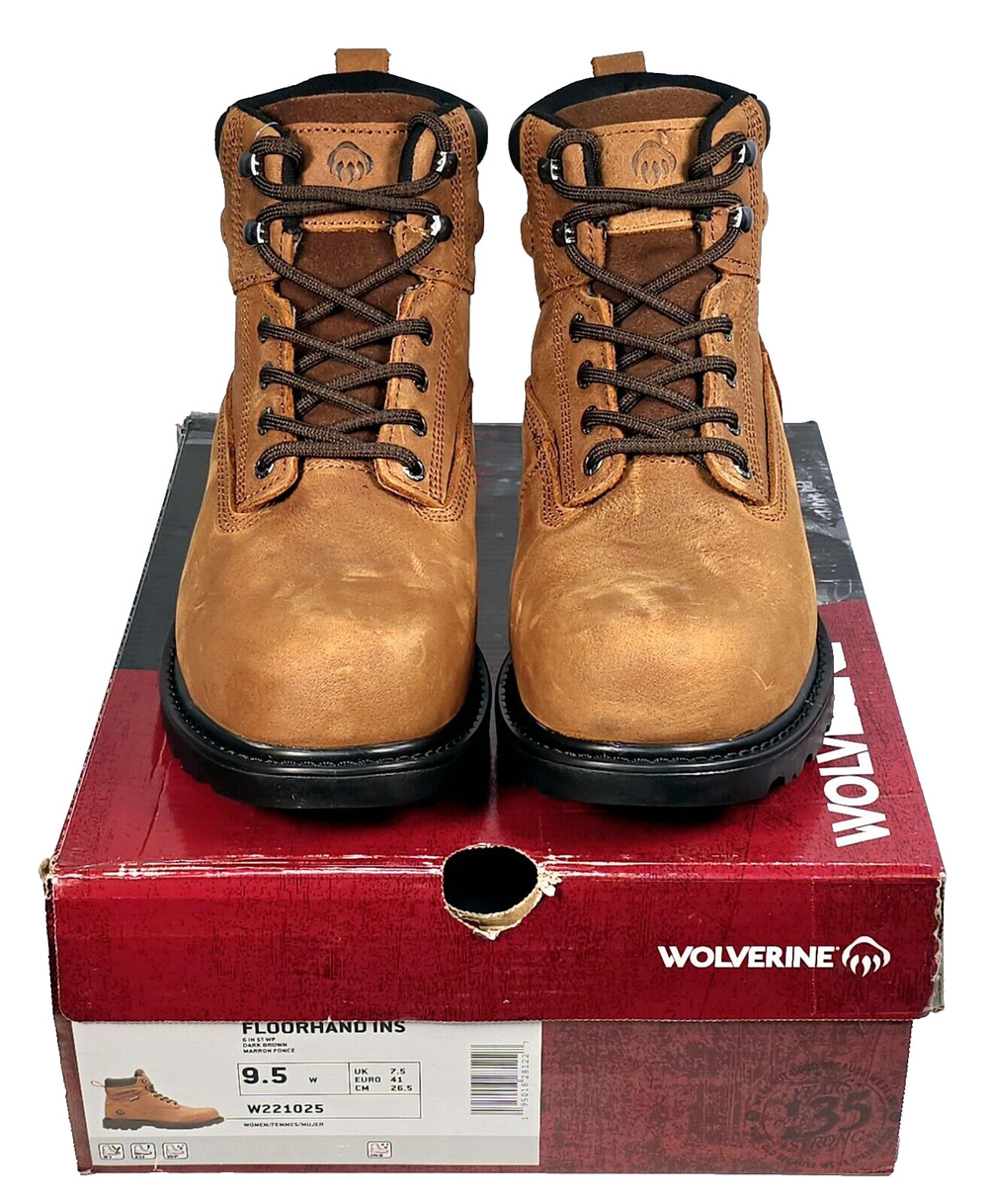 Wolverine Floorhand Insulated Steel-Toe 6" Women's 9.5W Brown Work Boots W221025